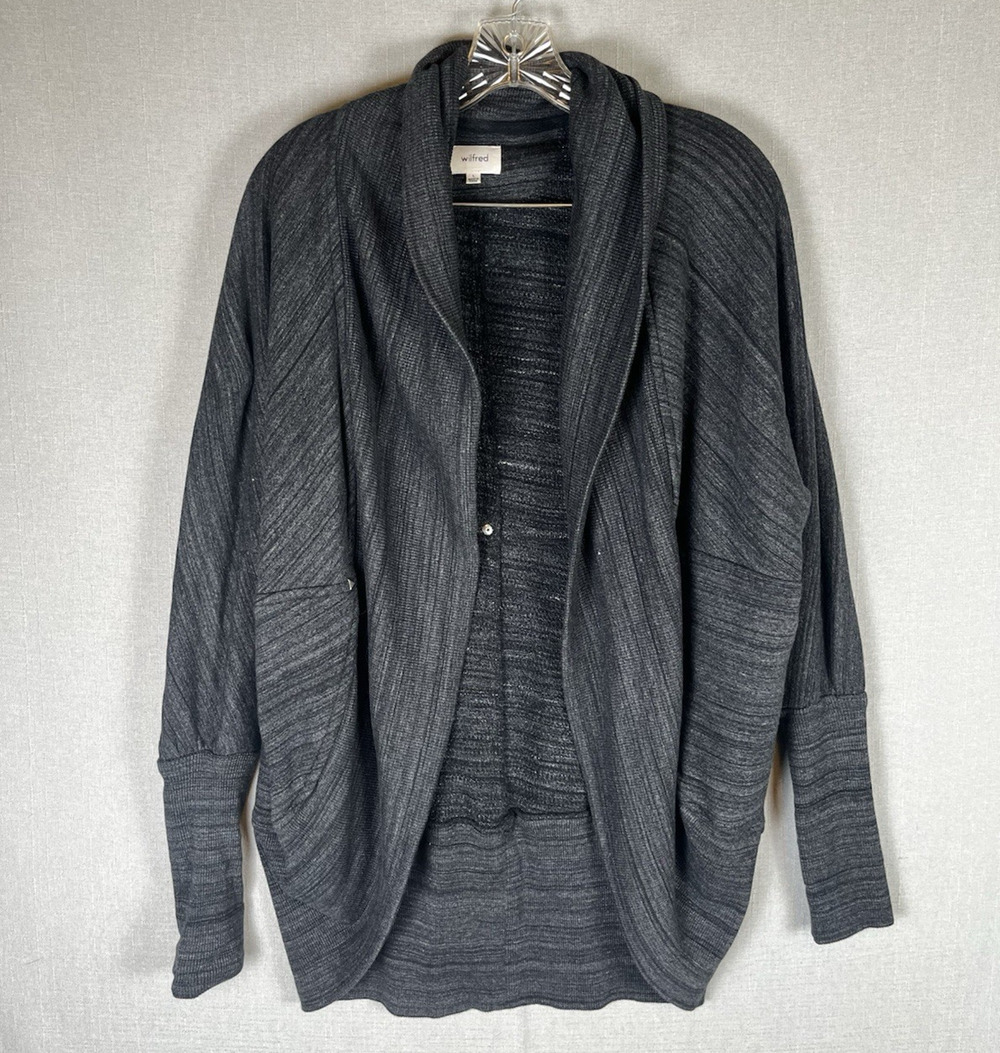 Wilfred Aritzia Cocoon Sweater Womens Cardigan L Open Front Dark Gray Heathered